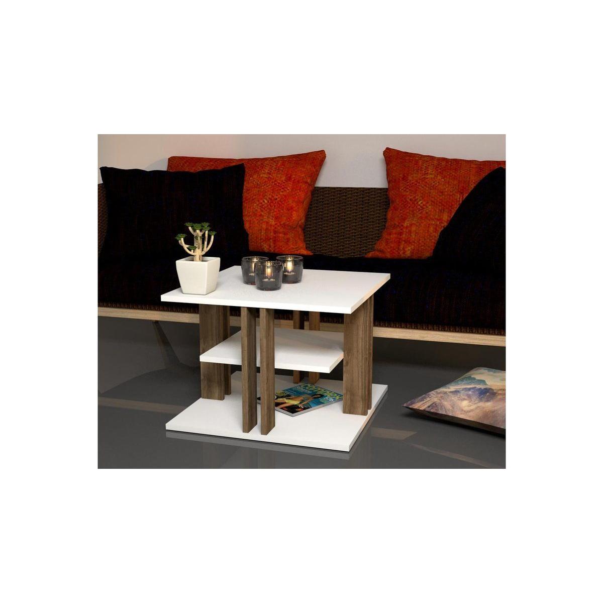 Kaem Mini Coffee Table, White & Dark Wood – image 2