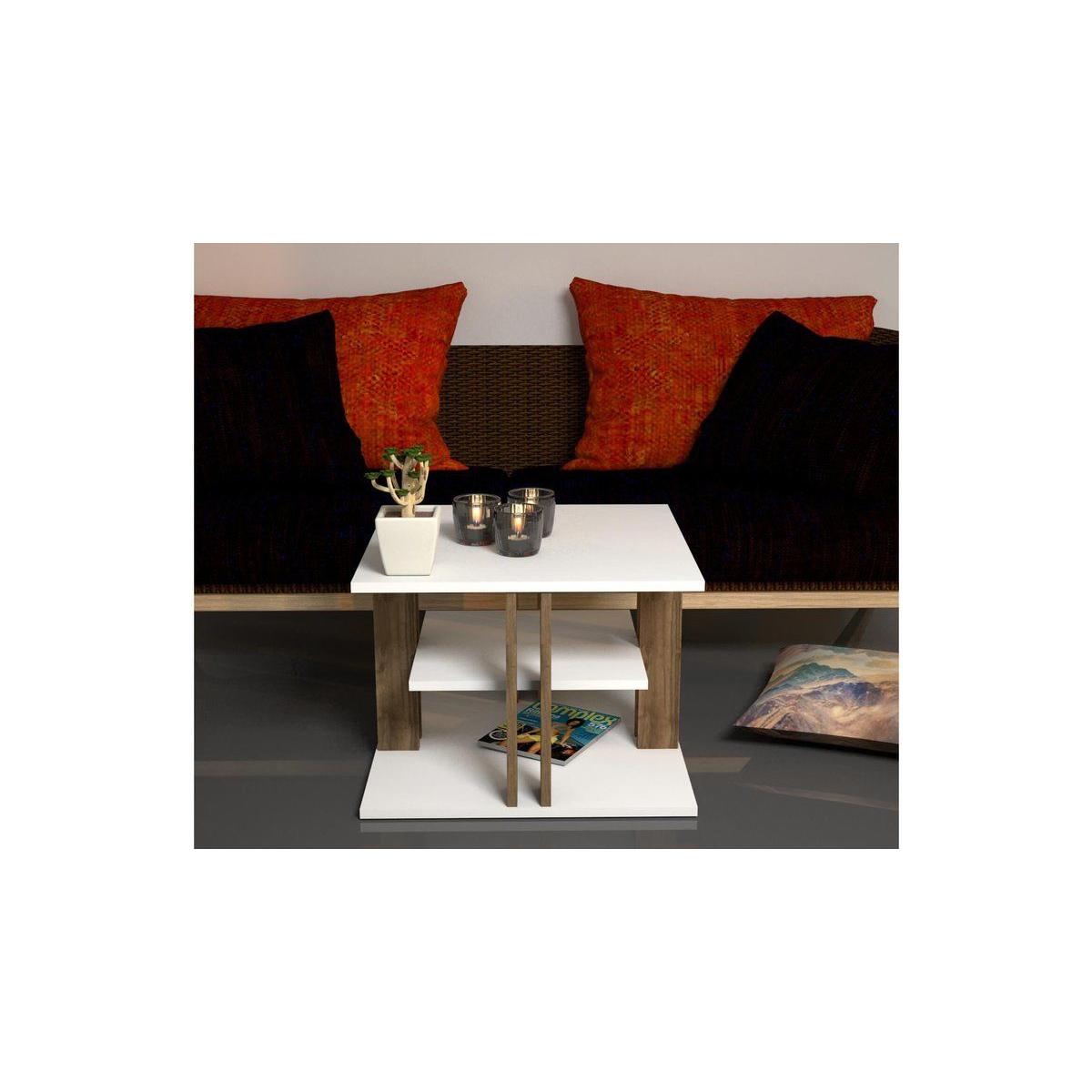Kaem Mini Coffee Table, White & Dark Wood – image 3