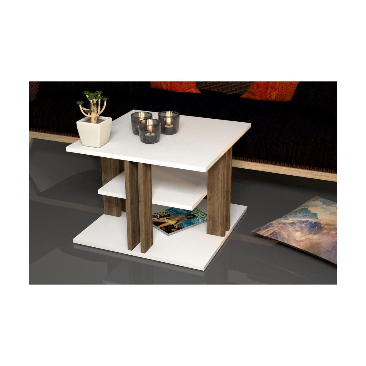 Kaem Mini Coffee Table, White & Dark Wood – image 1