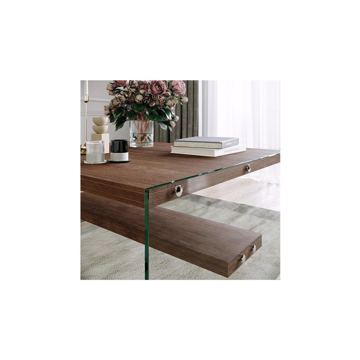 Neostyle Niagara Tempered Glass and Solid Wood Coffee Table, Dark Wood – image 4