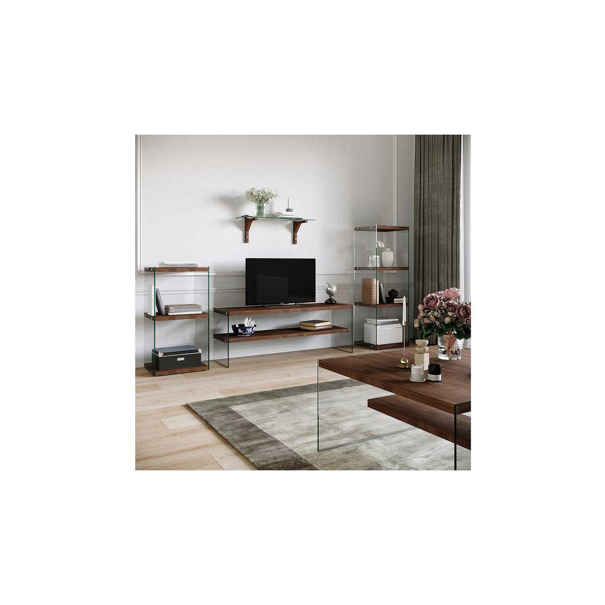 Neostyle Niagara Tempered Glass and Solid Wood Coffee Table, Dark Wood – image 5