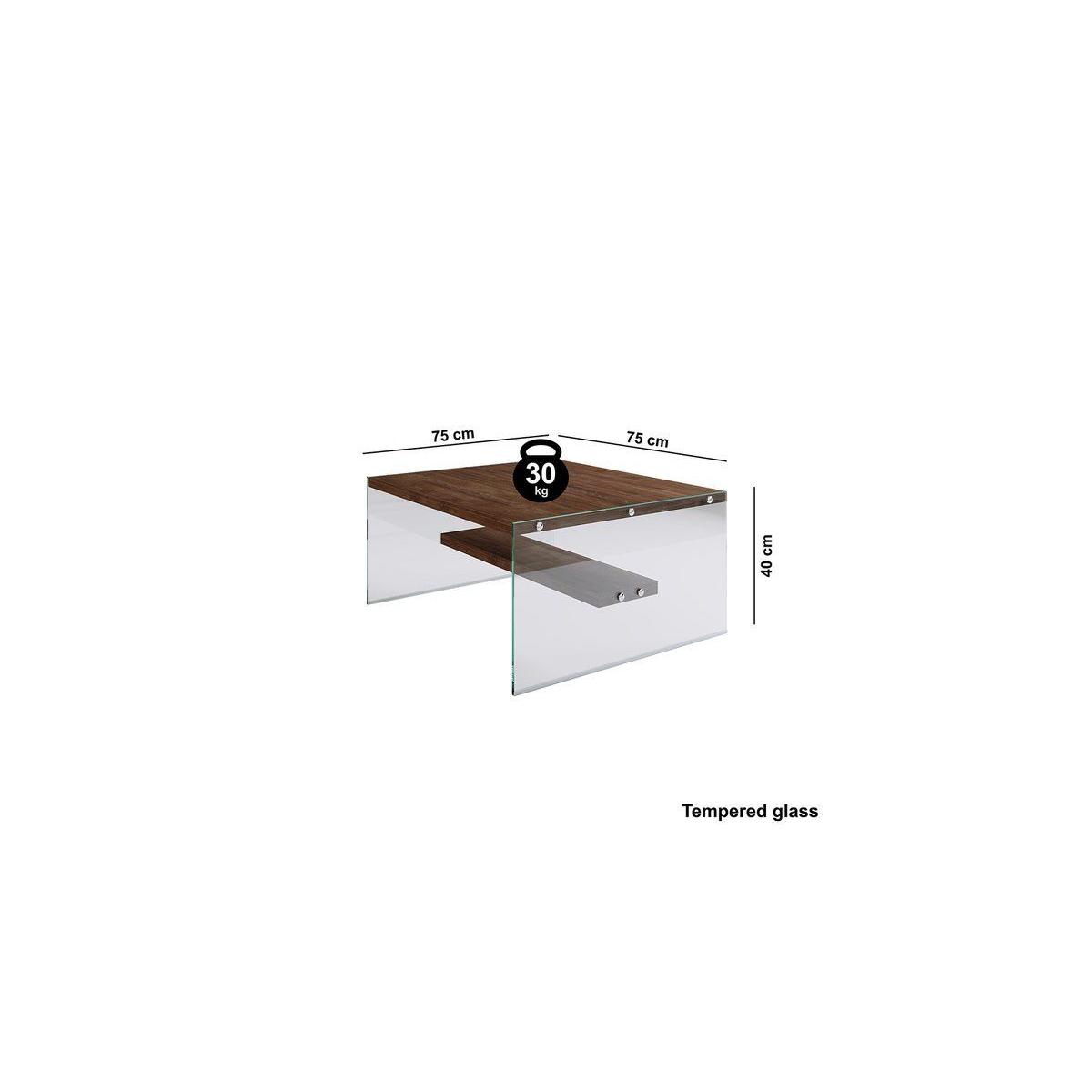 Neostyle Niagara Tempered Glass and Solid Wood Coffee Table, Dark Wood – image 6