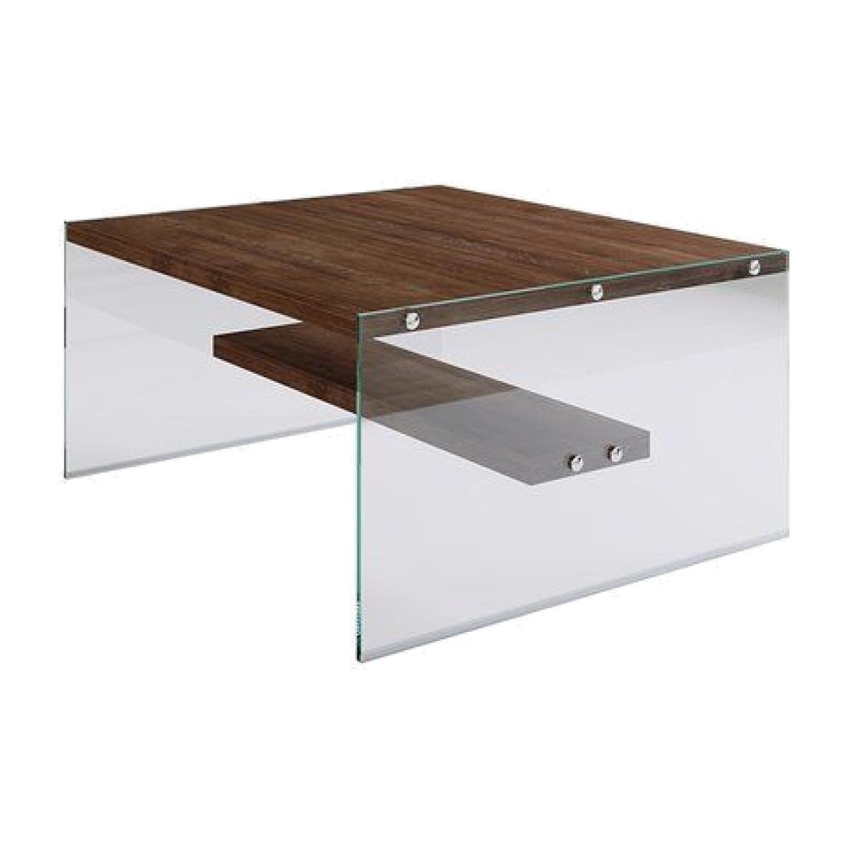 Neostyle Niagara Tempered Glass and Solid Wood Coffee Table, Dark Wood – image 1