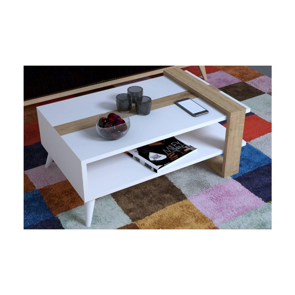 Windy Coffee Table, White & Light Wood – image 2