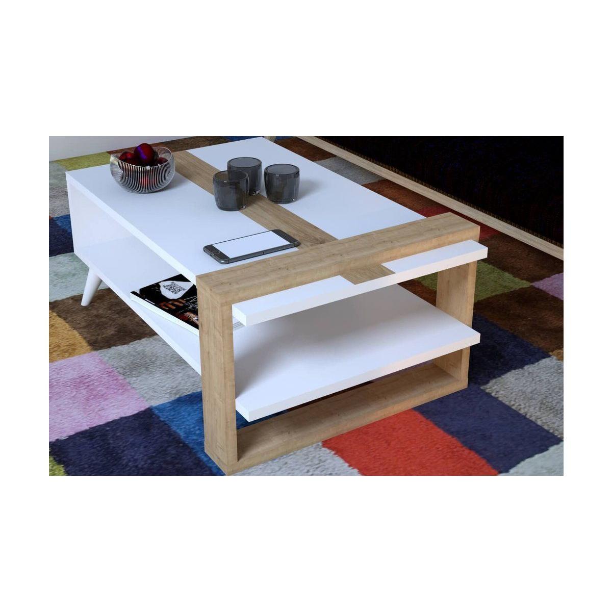 Windy Coffee Table, White & Light Wood – image 3