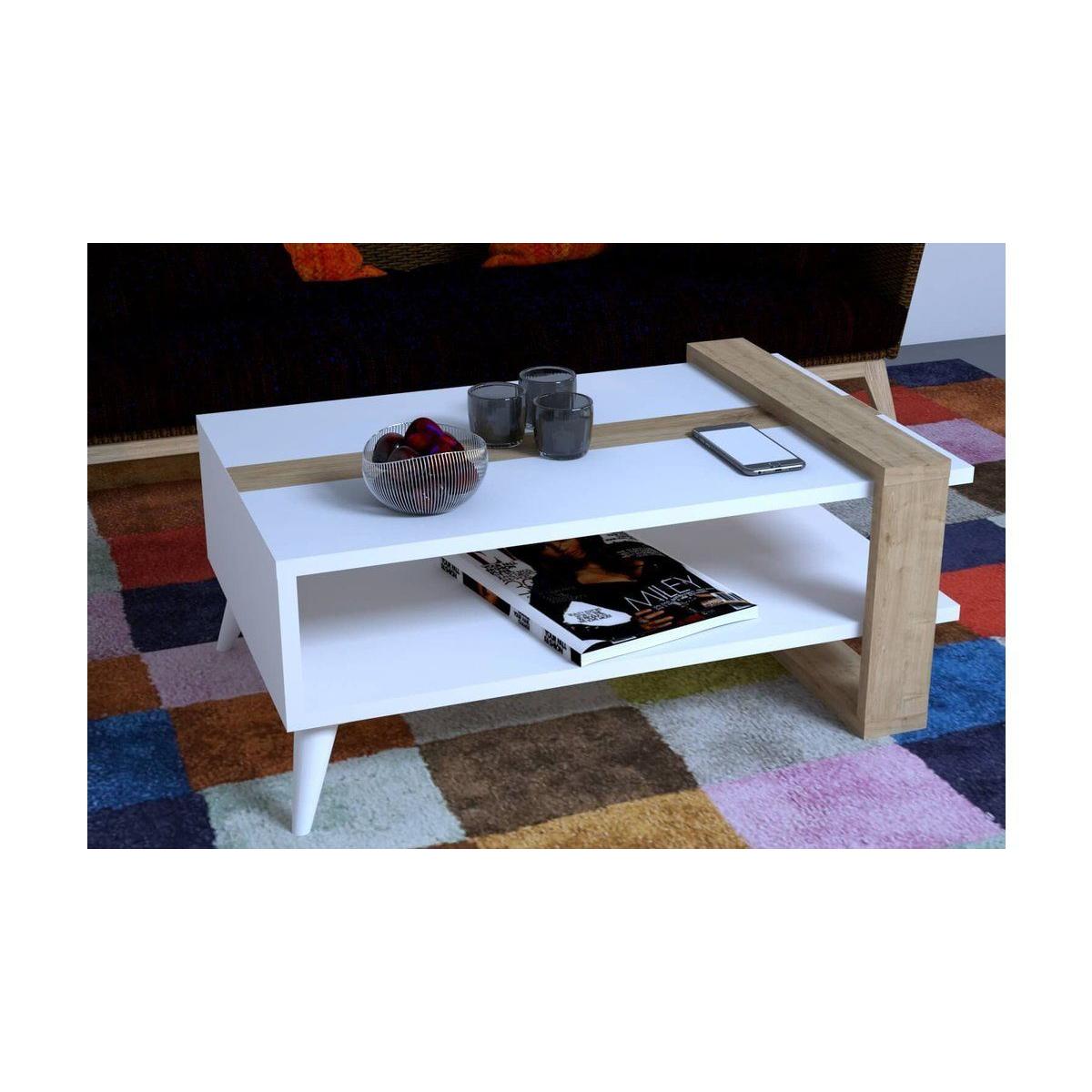 Windy Coffee Table, White & Light Wood – image 4