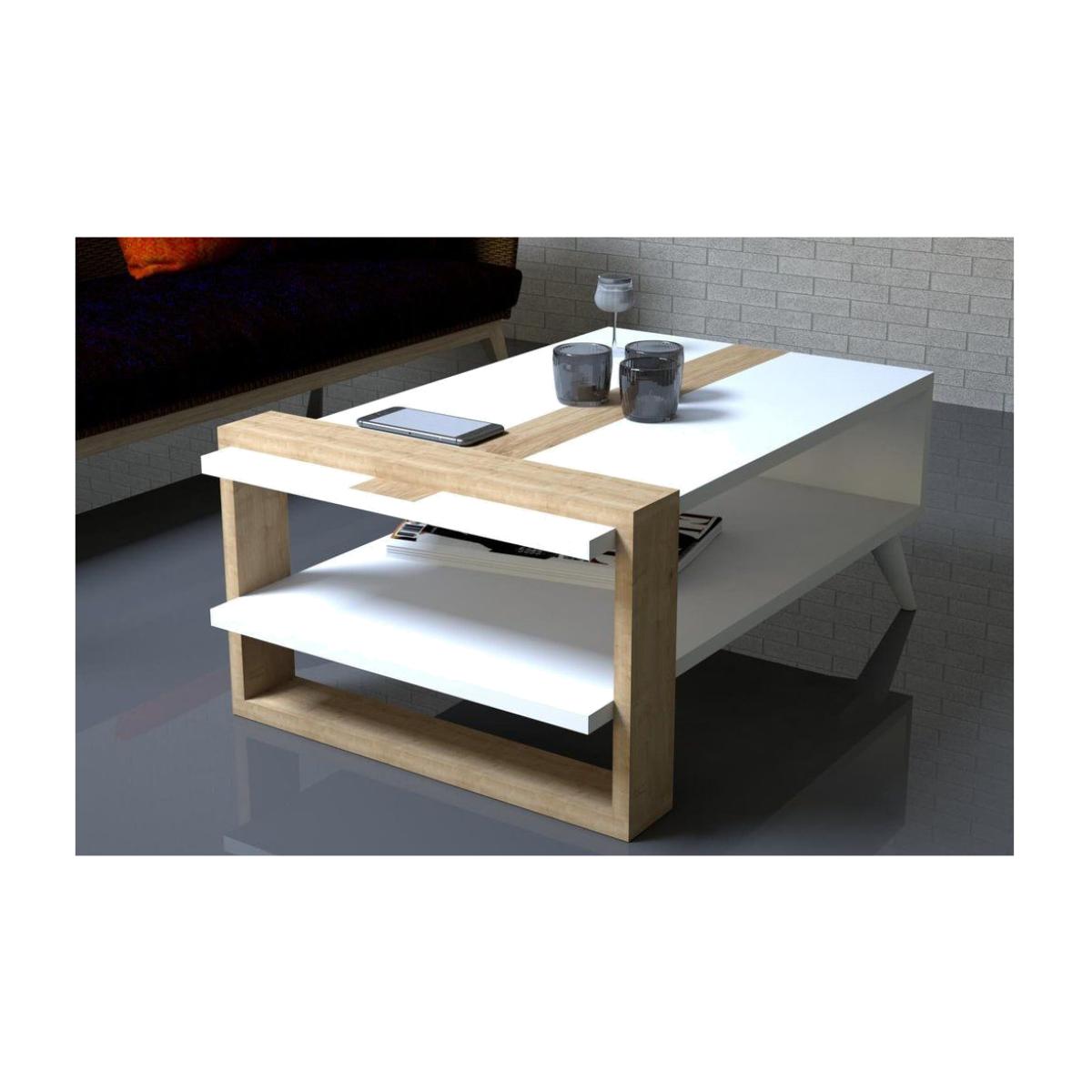 Windy Coffee Table, White & Light Wood – image 1