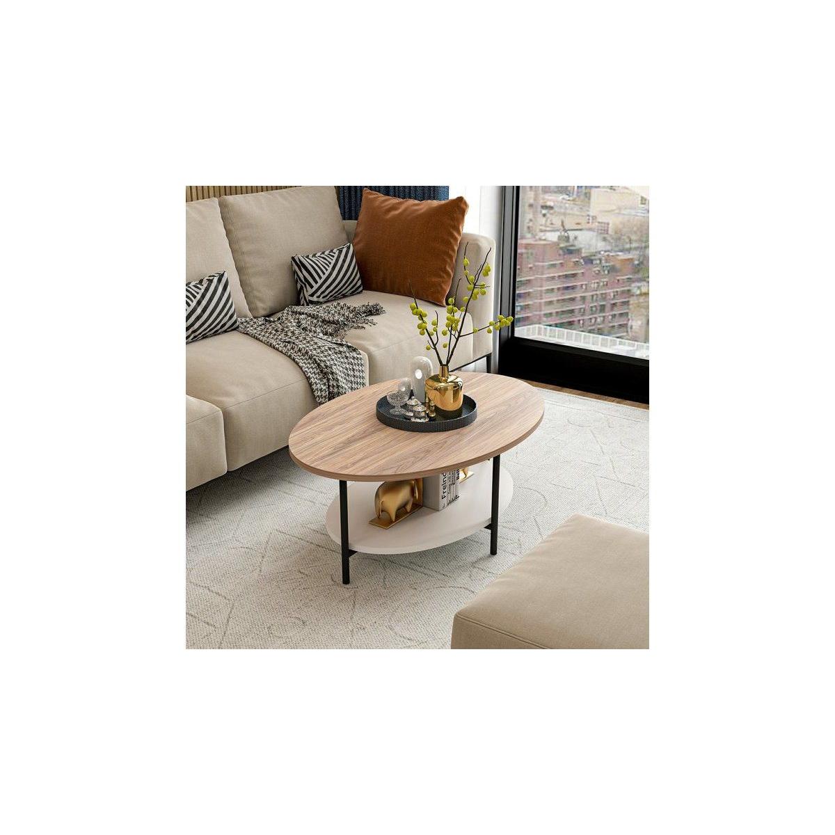 Elis Coffee Table, Light Wood & White & Black – image 3