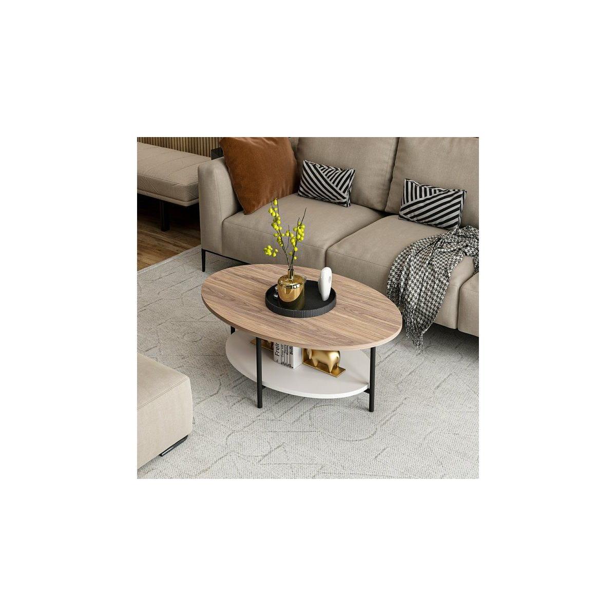 Elis Coffee Table, Light Wood & White & Black – image 5