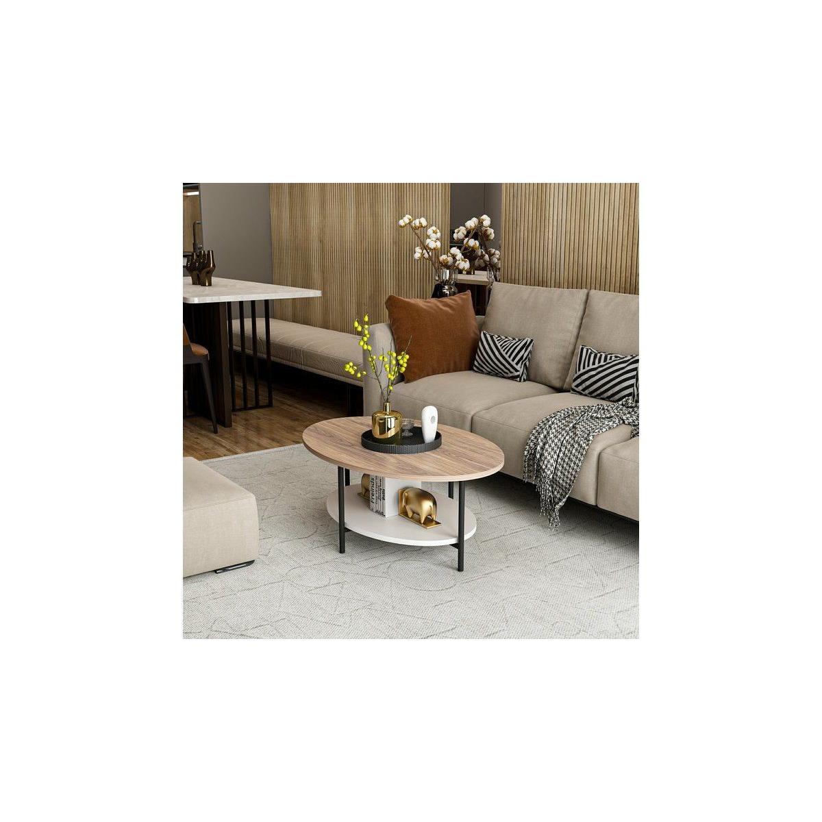 Elis Coffee Table, Light Wood & White & Black – image 7