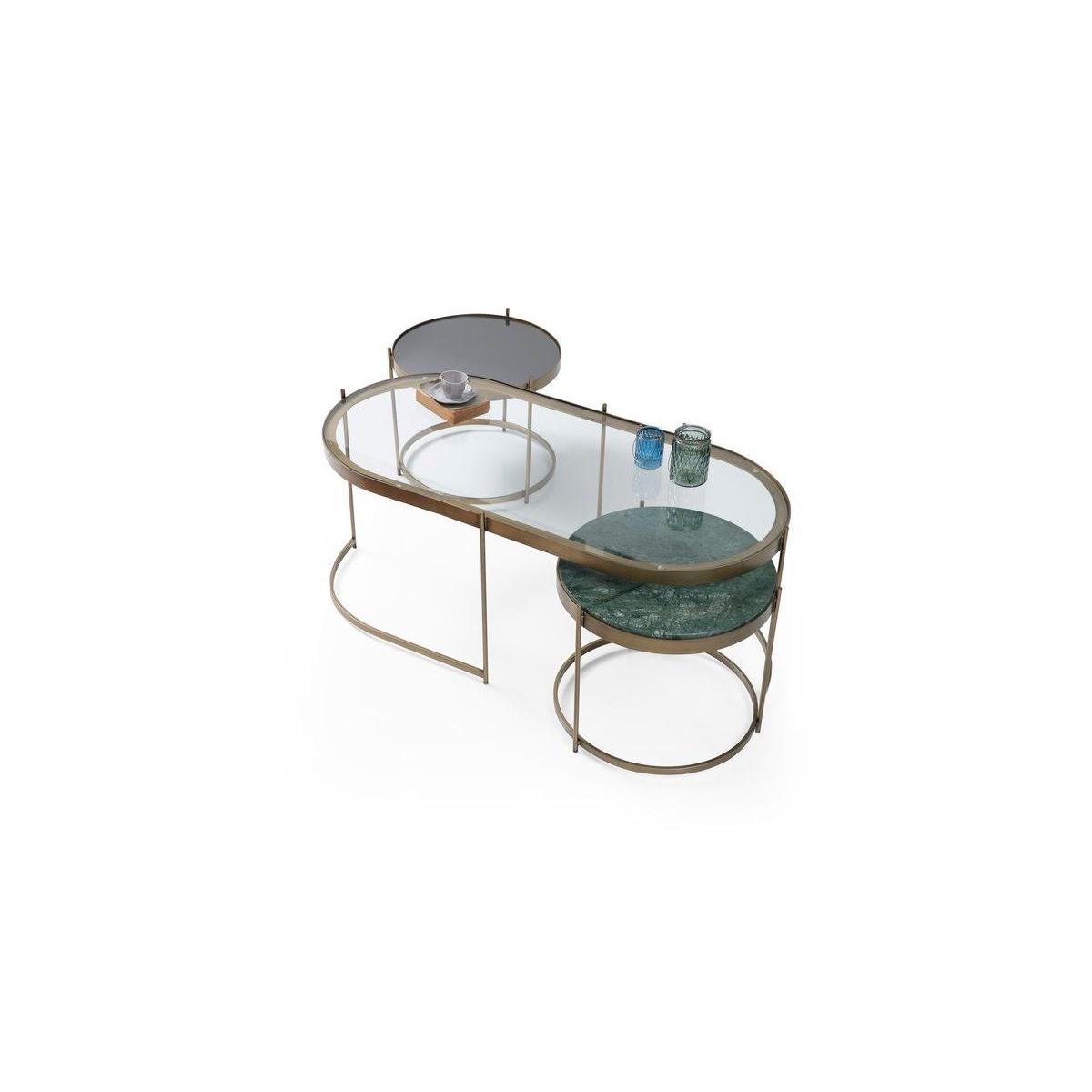 Nile Duo Coffee Table, Vintage Brass & Green – image 2