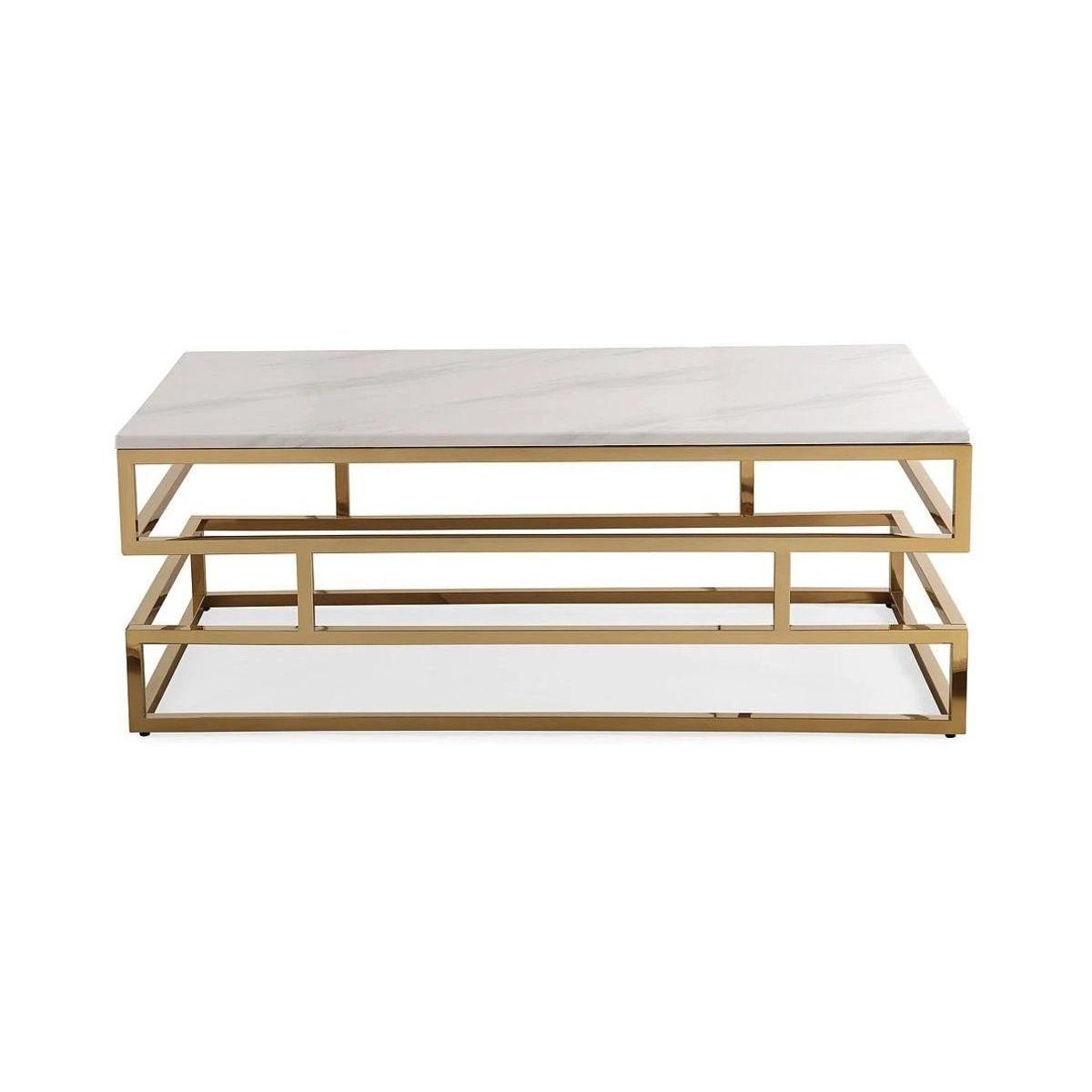 Rex Coffee Table, Gold & White – image 2