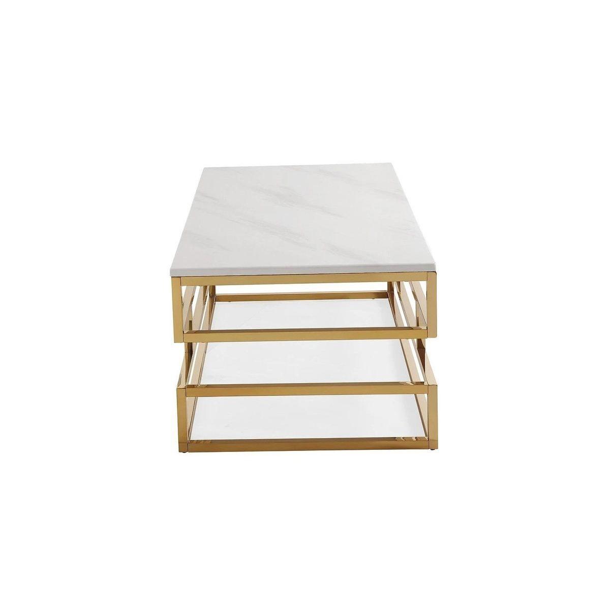 Rex Coffee Table, Gold & White – image 3