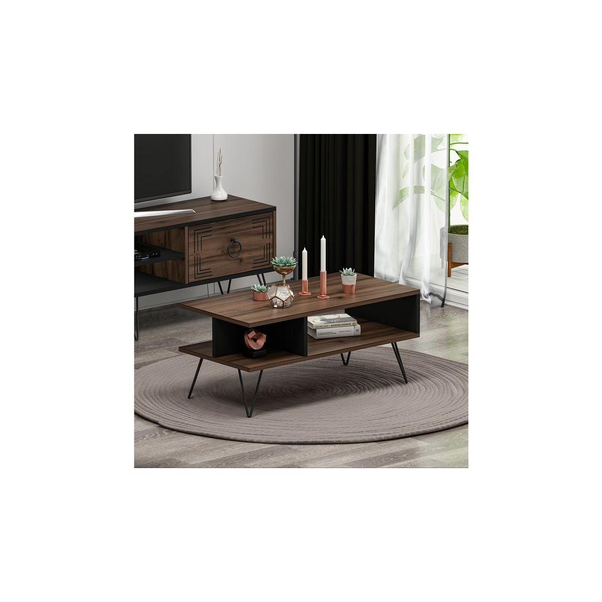 Betroya Milestone Coffee Table, Dark Wood and Black – image 2