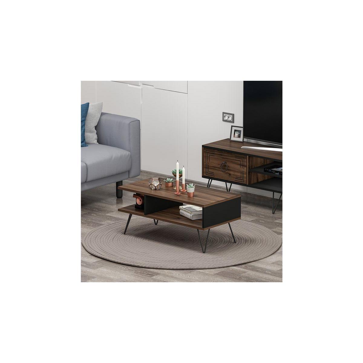 Betroya Milestone Coffee Table, Dark Wood and Black – image 3