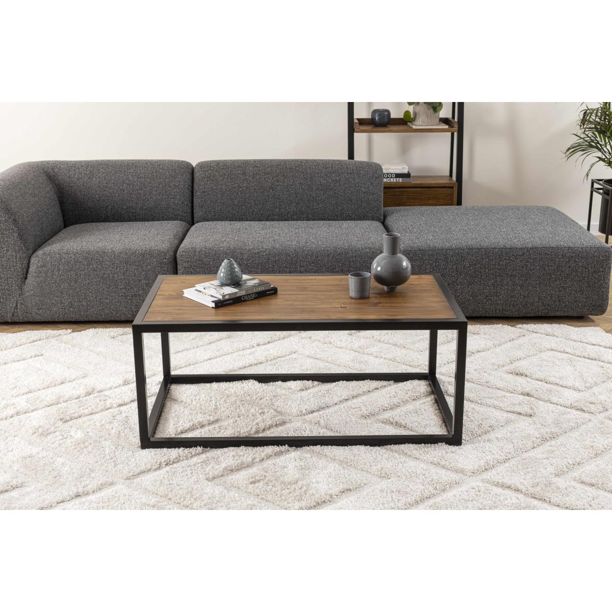 Matis Metal Leg Coffee Table, Dark Wood & Black – image 2