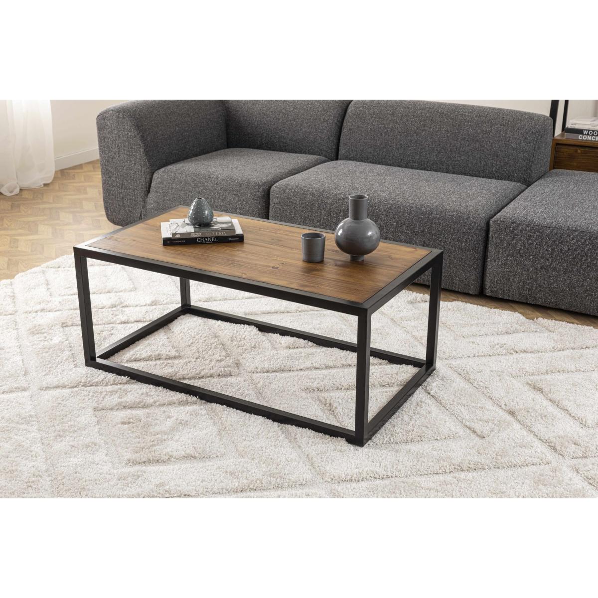 Matis Metal Leg Coffee Table, Dark Wood & Black – image 3