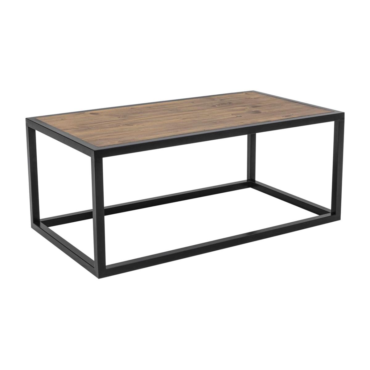 Matis Metal Leg Coffee Table, Dark Wood & Black – image 1