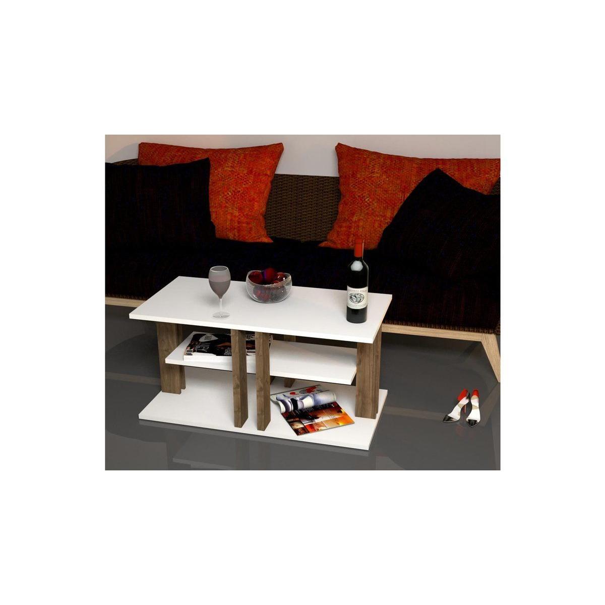 Kaem Maxi Coffee Table, White & Dark Wood – image 2