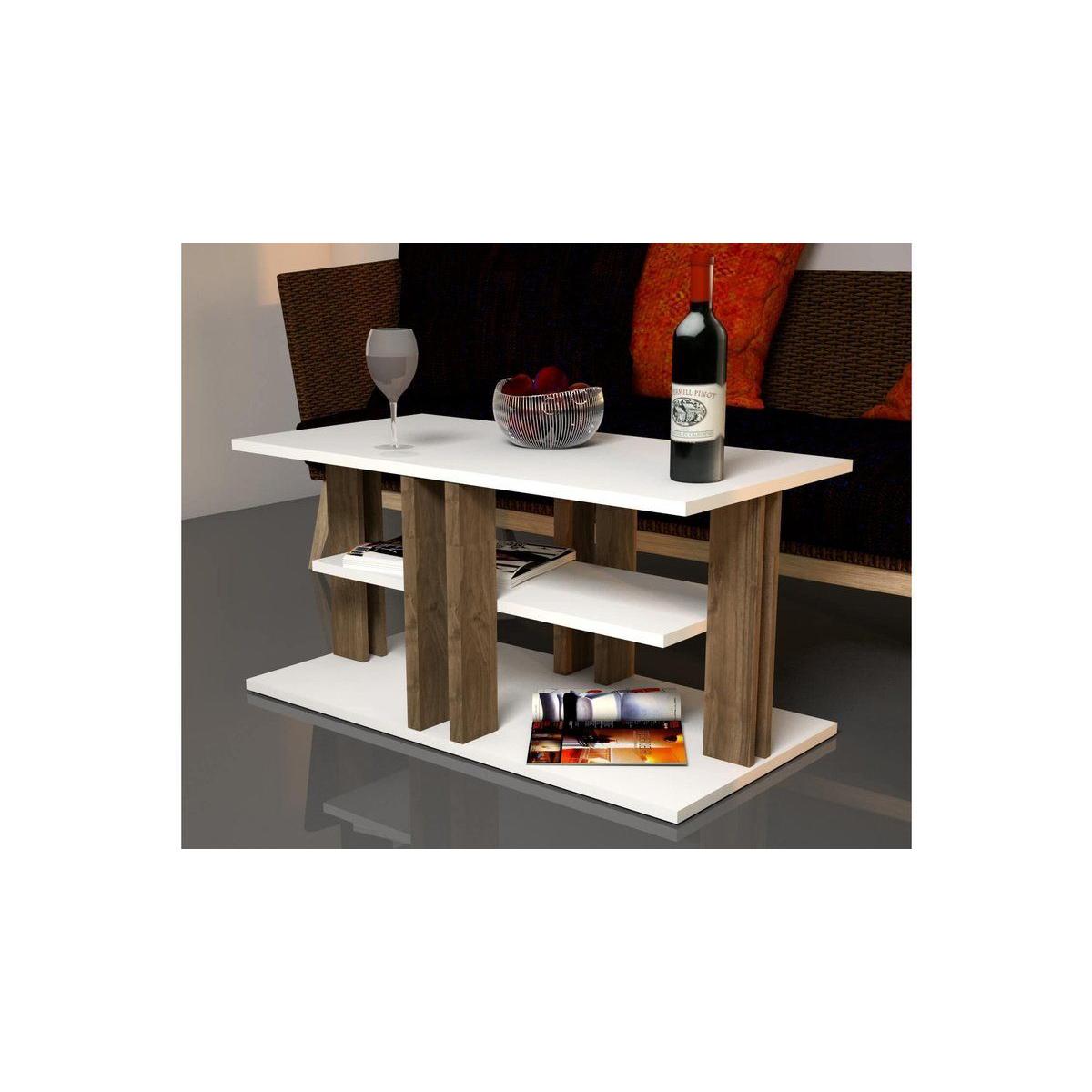 Kaem Maxi Coffee Table, White & Dark Wood – image 3
