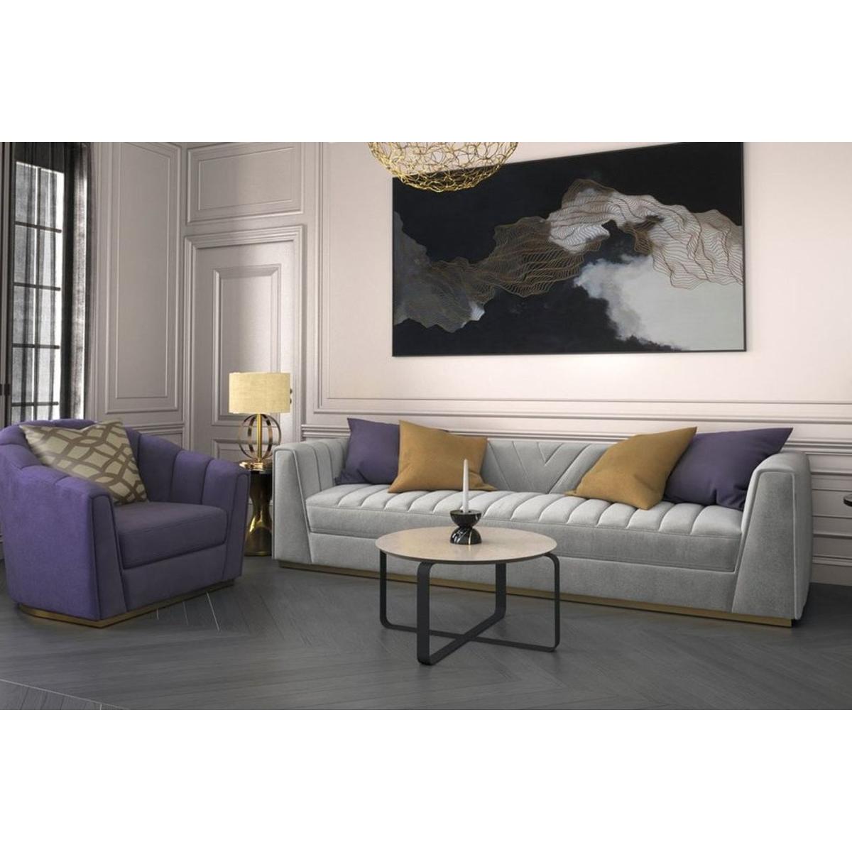 Alonzo Marble Coffee Table, Beige & Vintage Brass – image 2