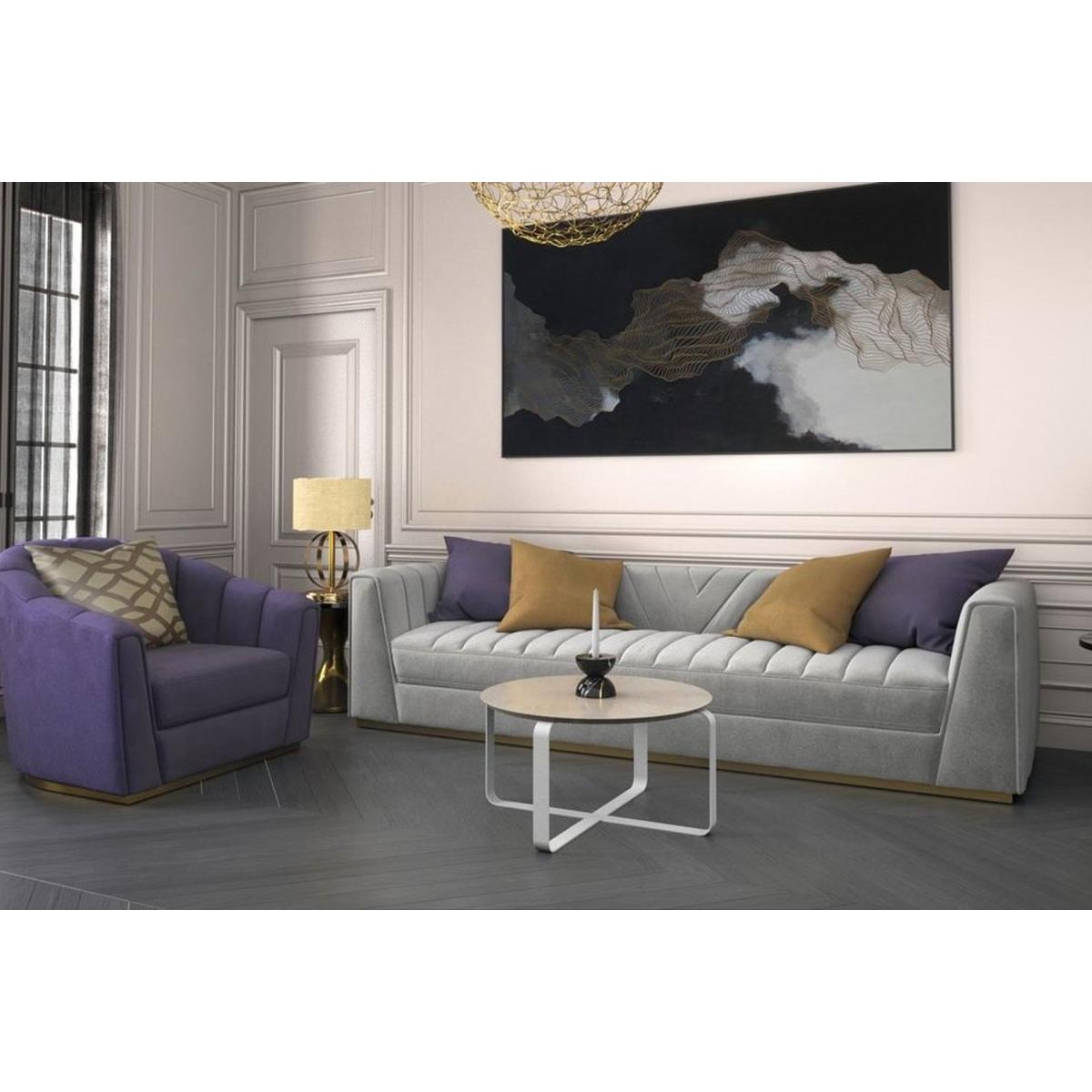 Alonzo Marble Coffee Table, Beige & Vintage Brass – image 3