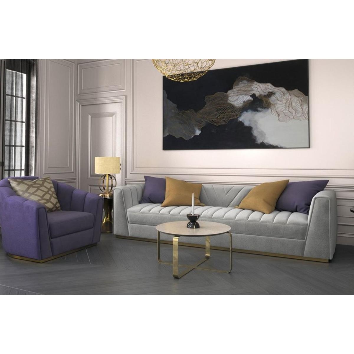 Alonzo Marble Coffee Table, Beige & Vintage Brass – image 4