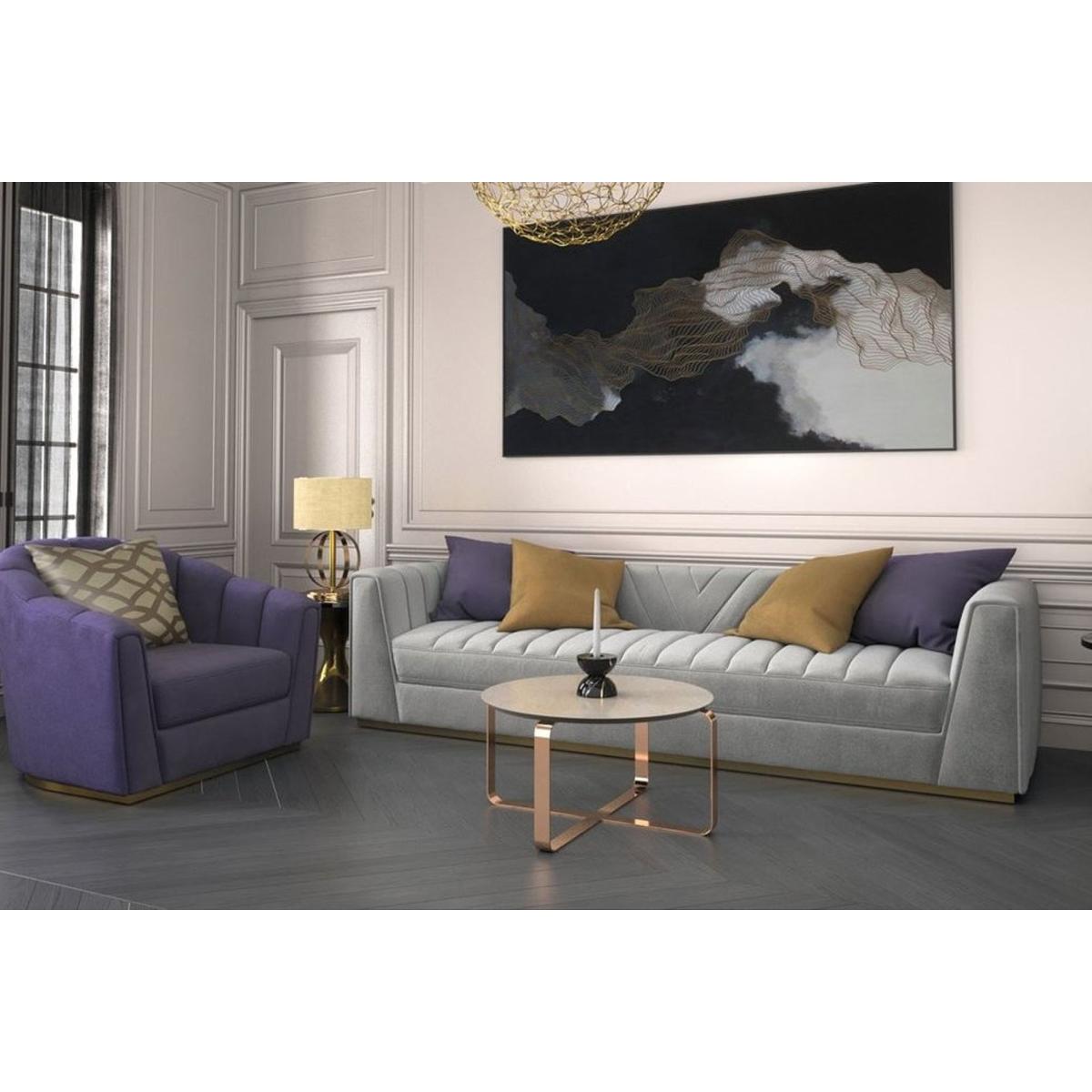 Alonzo Marble Coffee Table, Beige & Vintage Brass – image 5