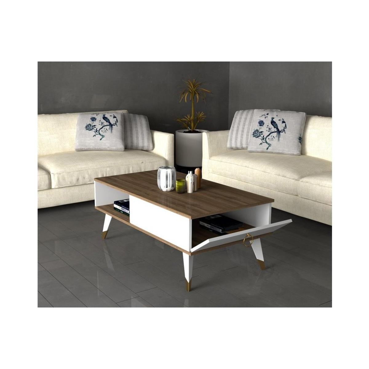 Delux Coffee Table, White & Walnut – image 2