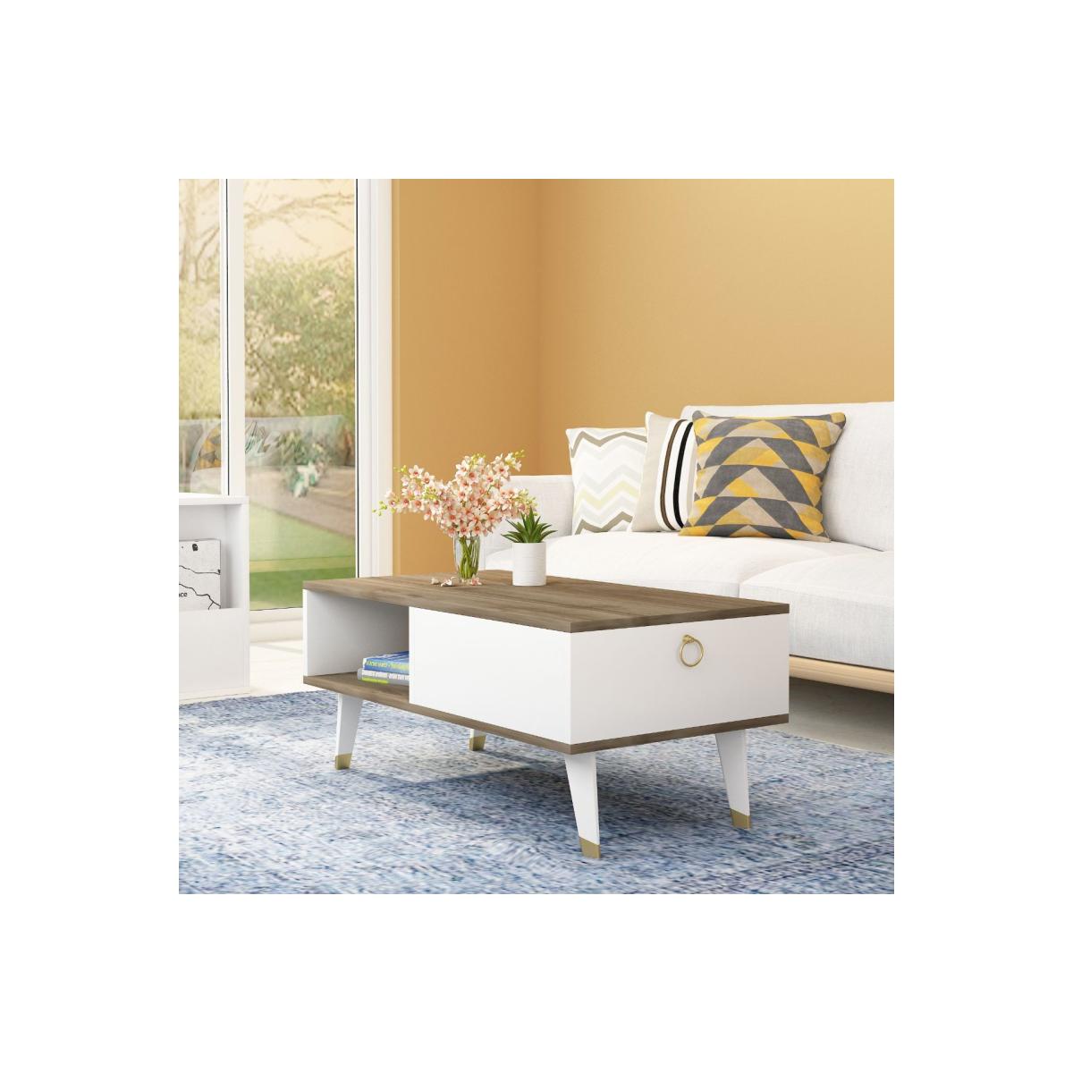 Delux Coffee Table, White & Walnut – image 4