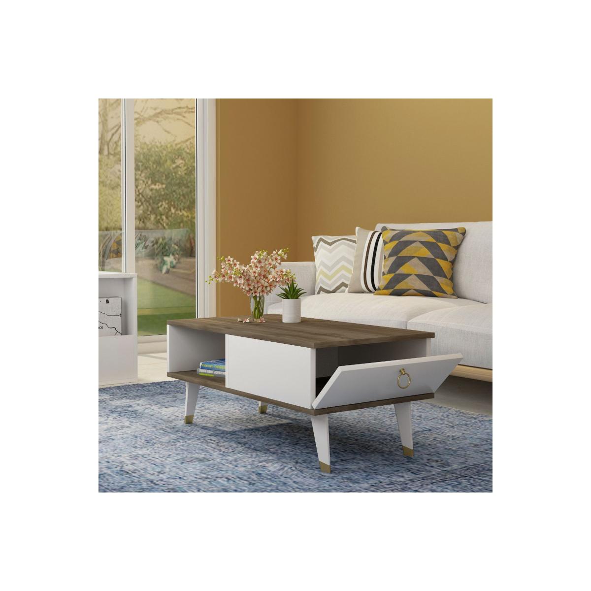 Delux Coffee Table, White & Walnut – image 5