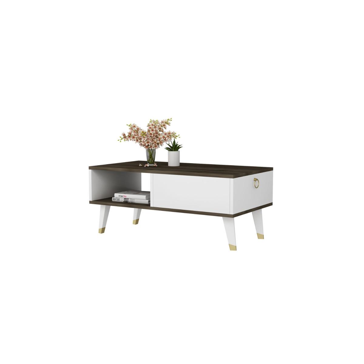 Delux Coffee Table, White & Walnut – image 6