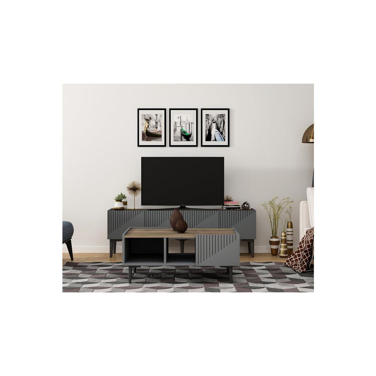 Grand Coffee Table, Dark Grey & Dark Wood – image 3