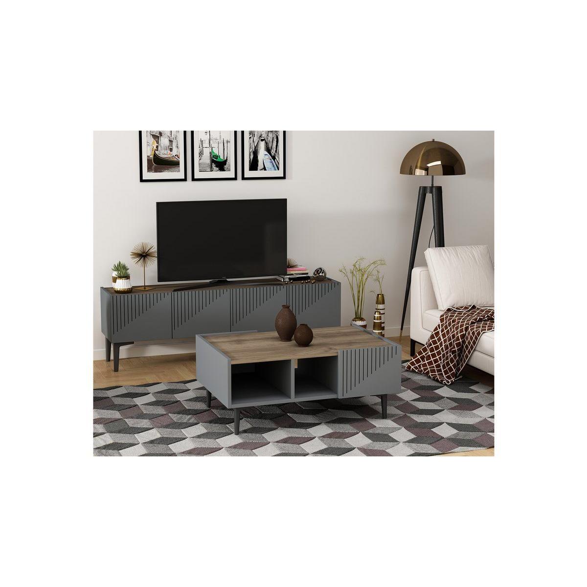 Grand Coffee Table, Dark Grey & Dark Wood – image 5