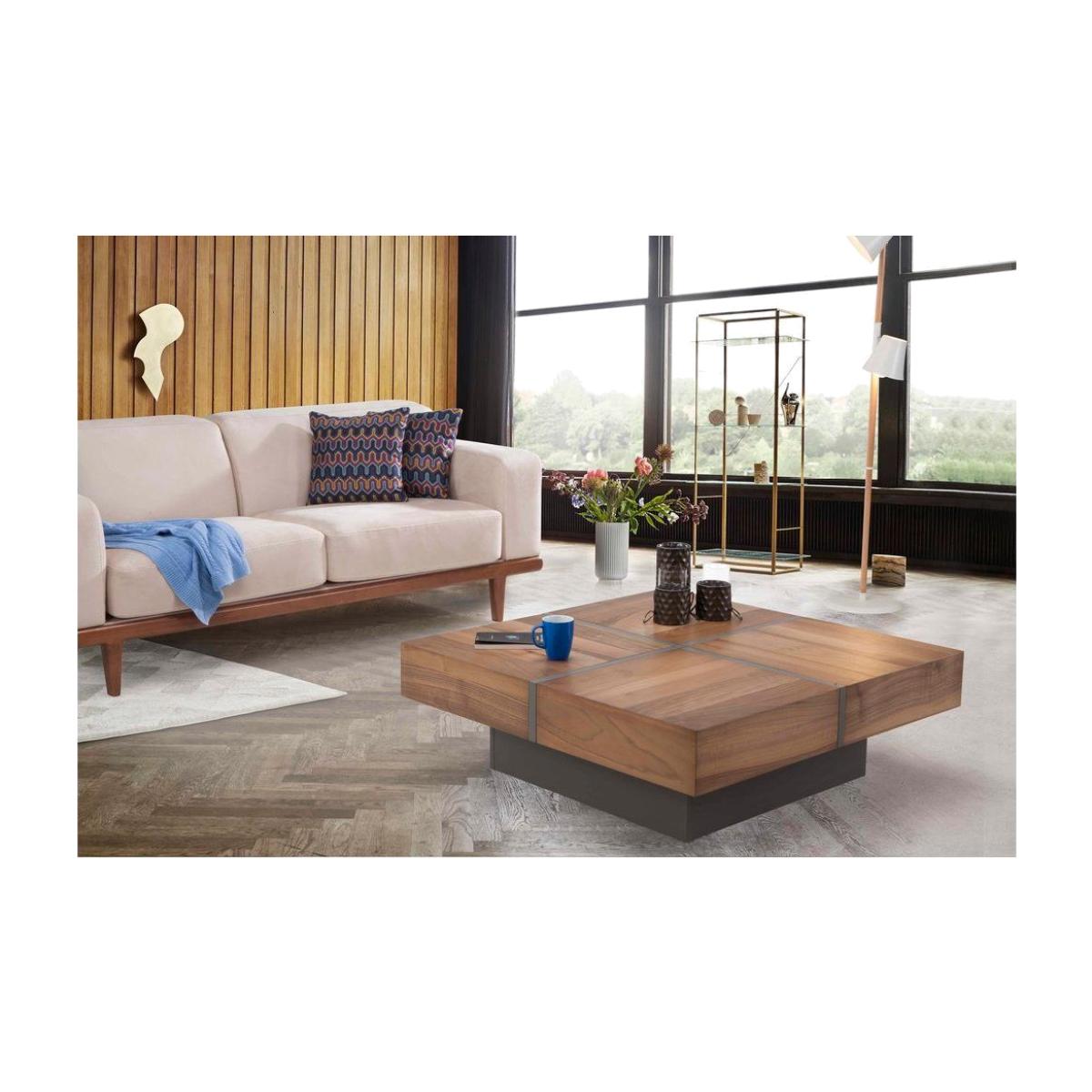 Tual Coffee Table, Walnut & Grey – image 1