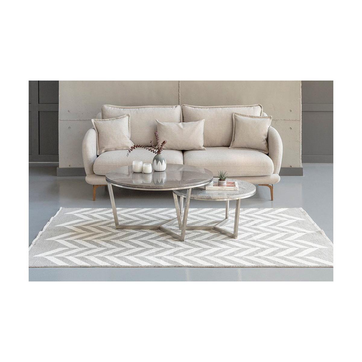 Yin Duo Coffee Table Set, White & Grey – image 3