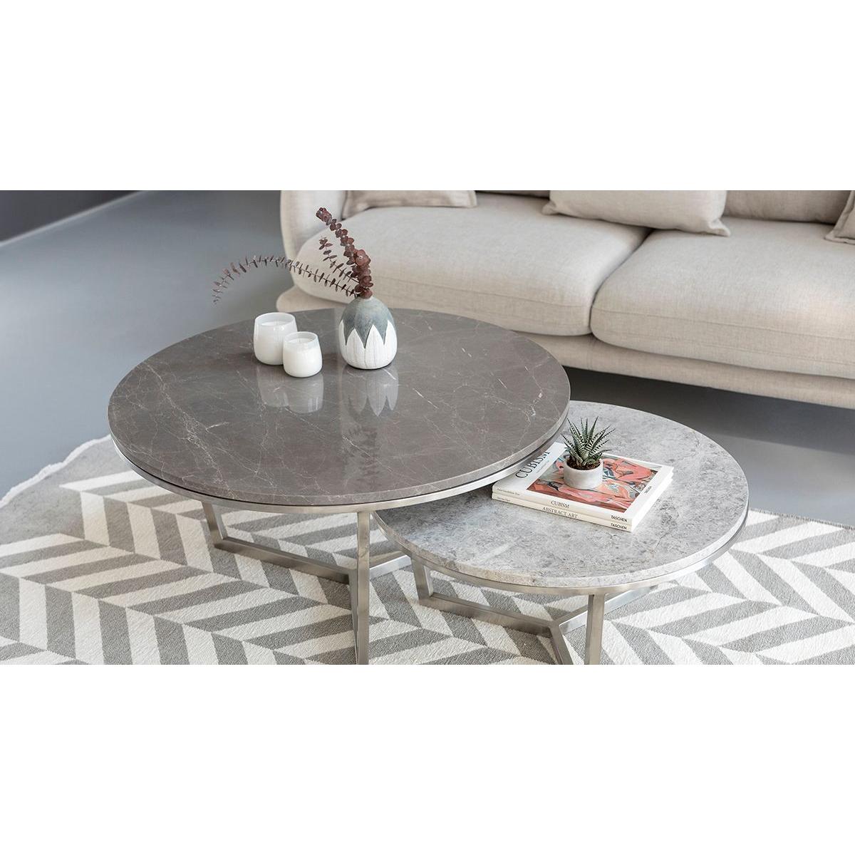 Yin Duo Coffee Table Set, White & Grey – image 4