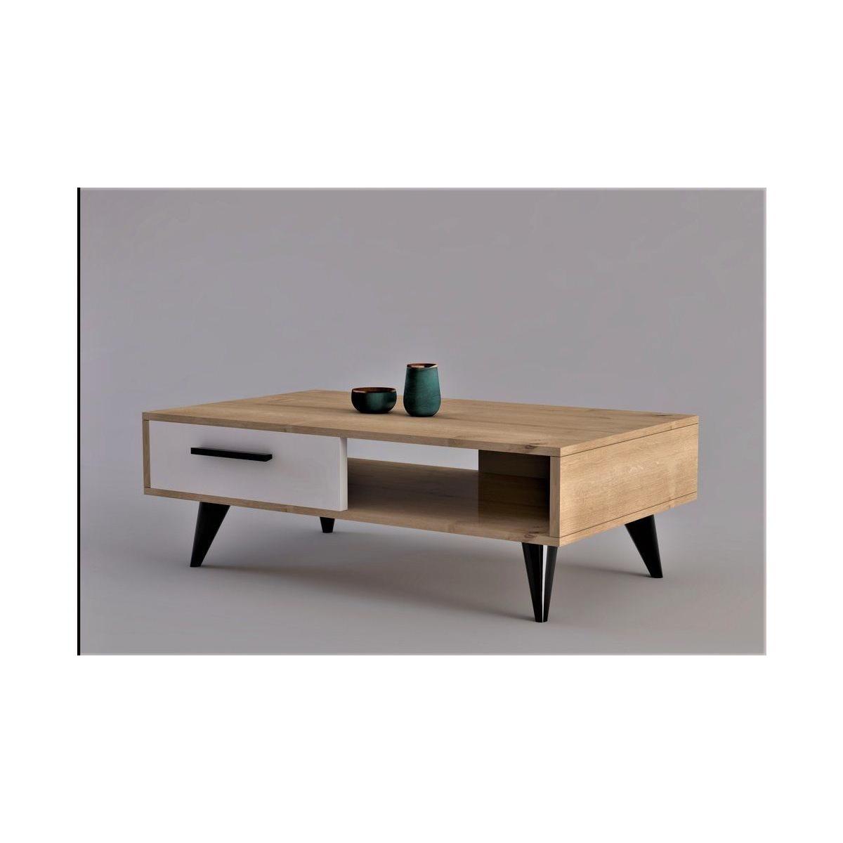 Melly Coffee Table, Oak & White – image 2