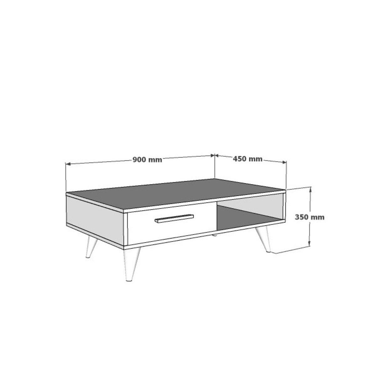 Melly Coffee Table, Oak & White – image 3