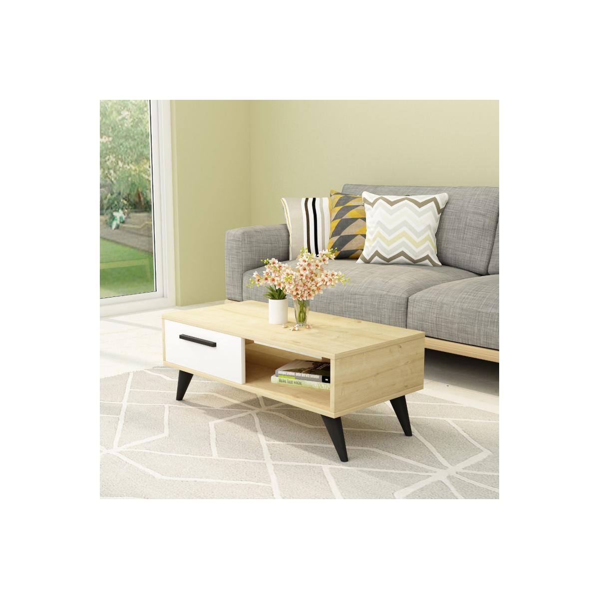 Melly Coffee Table, Oak & White – image 4