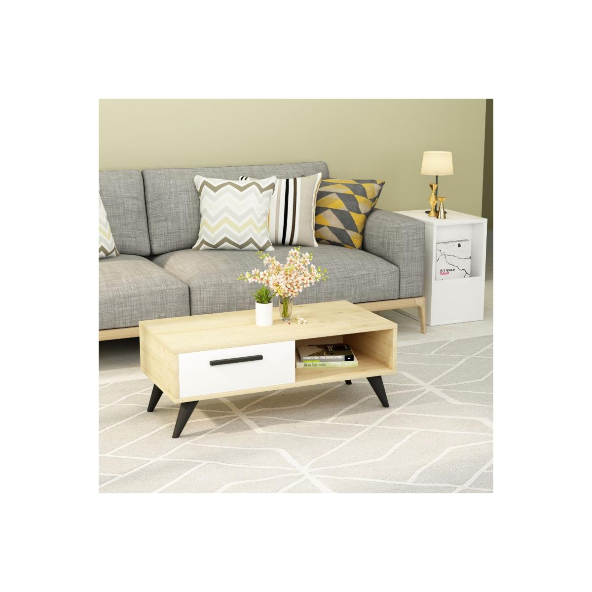 Melly Coffee Table, Oak & White – image 5