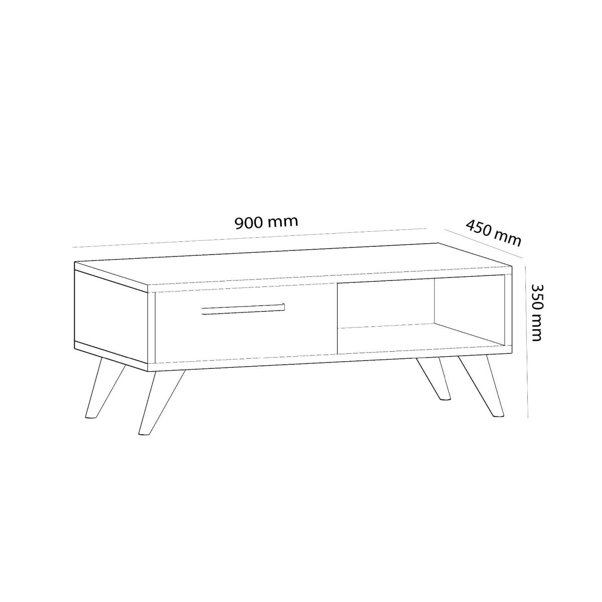 Melly Coffee Table, Oak & White – image 8