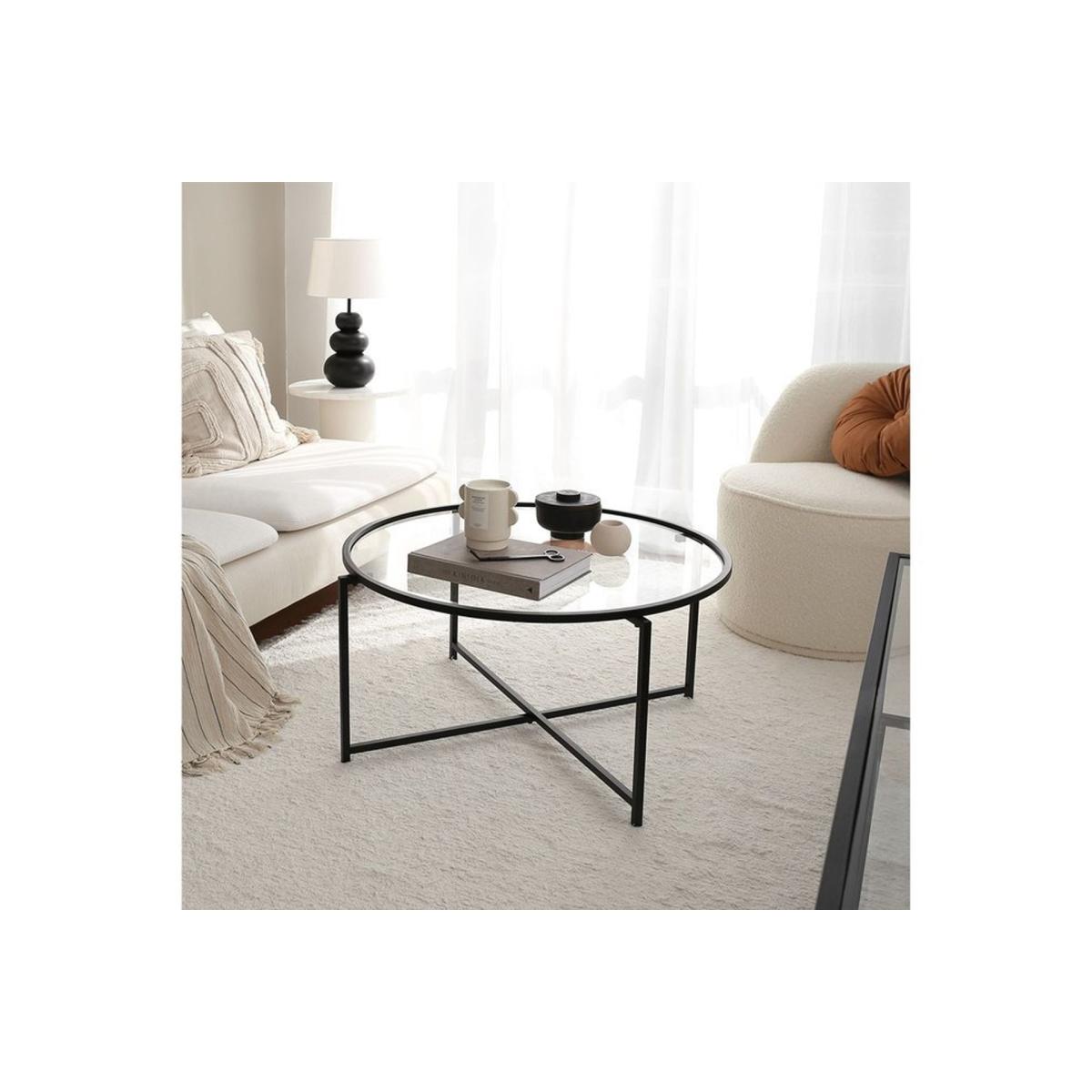 Neostyle Transparent Glass Coffee Table, Black – image 2