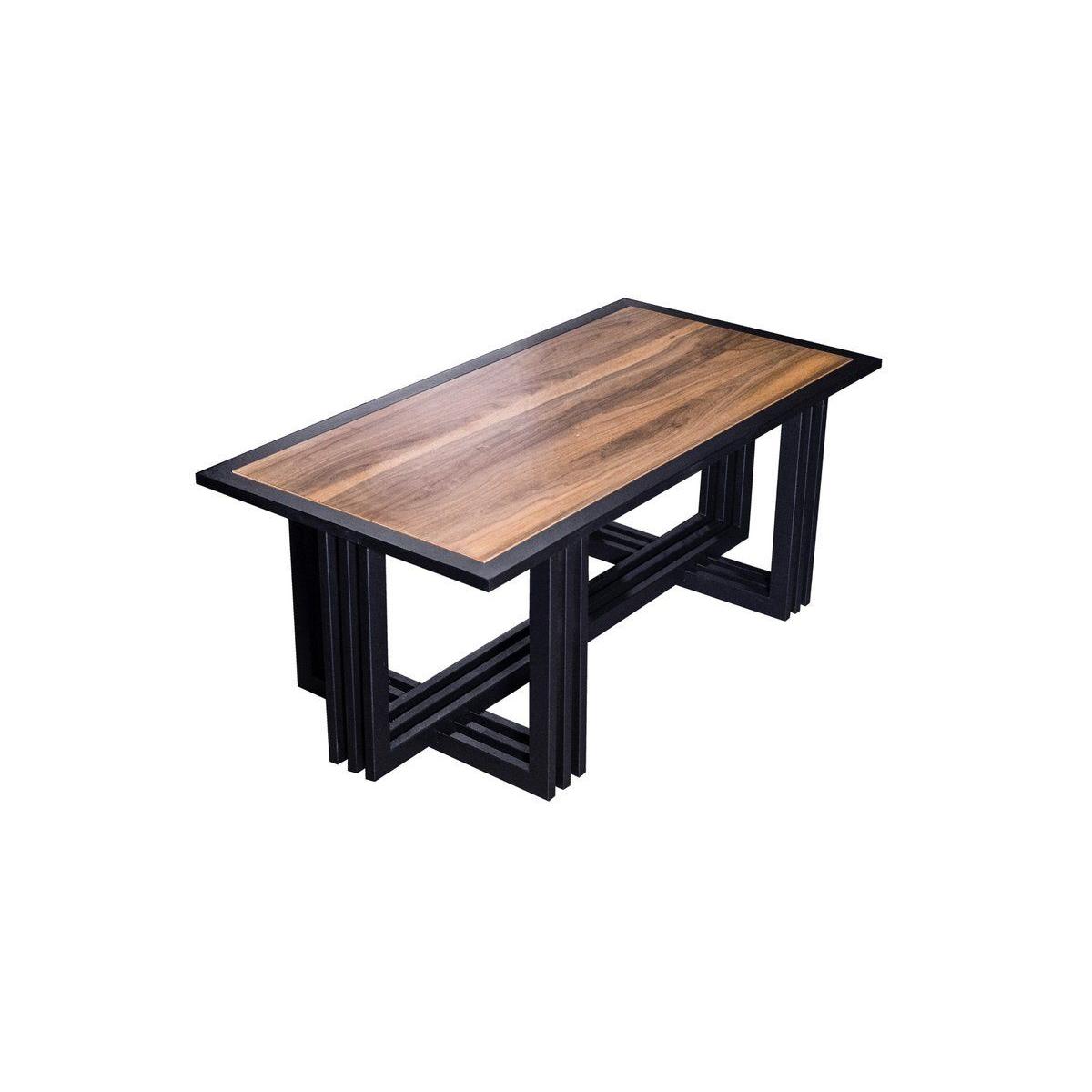 Artemis Coffee Table, Dark Wood & Black – image 2
