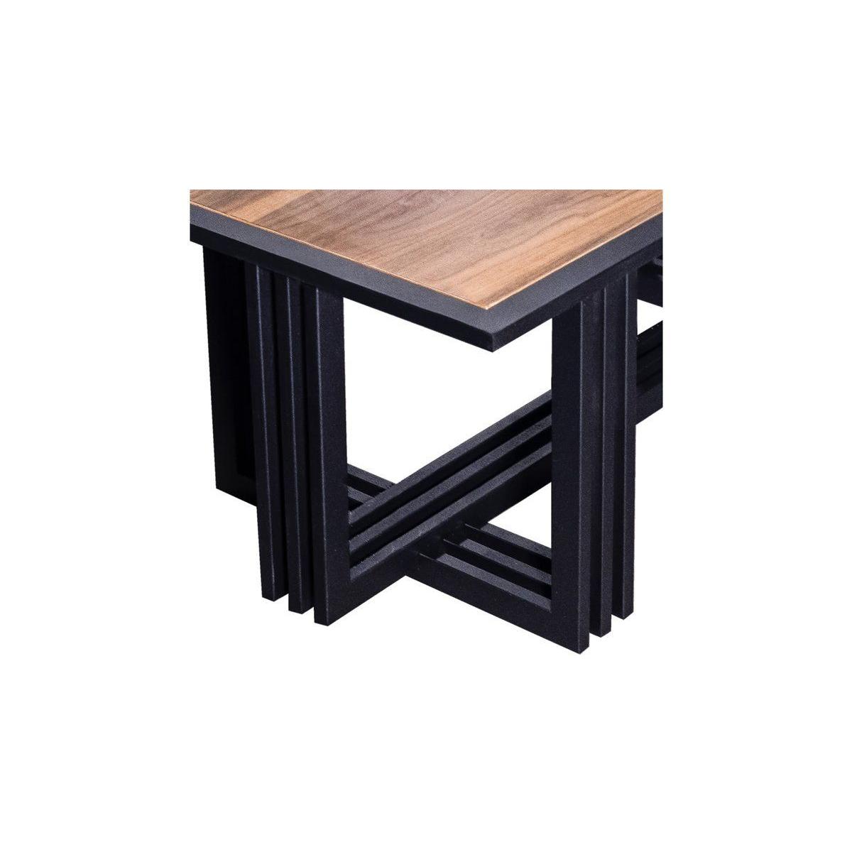Artemis Coffee Table, Dark Wood & Black – image 3