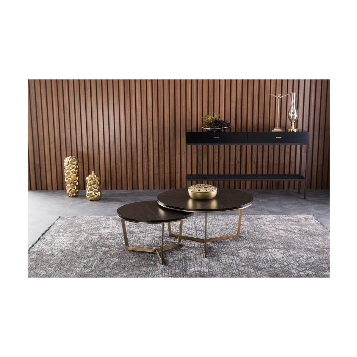 Bent Coffee Table, Black & Gold – image 4