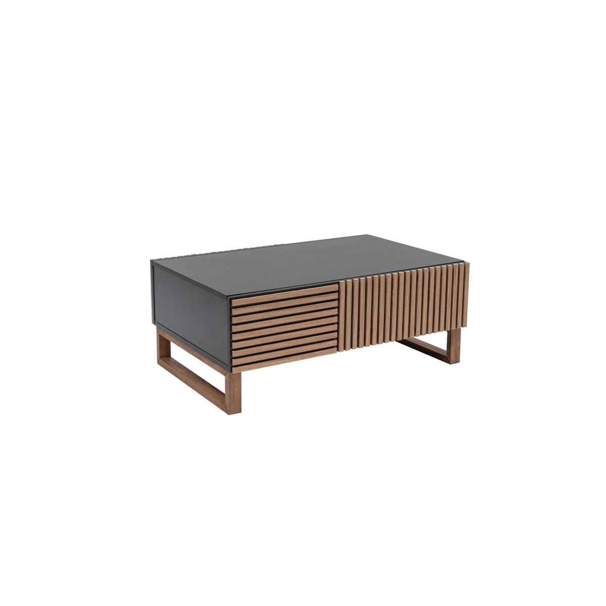 Latte Coffee Table With Drawer, Dark Wood & Black – image 2