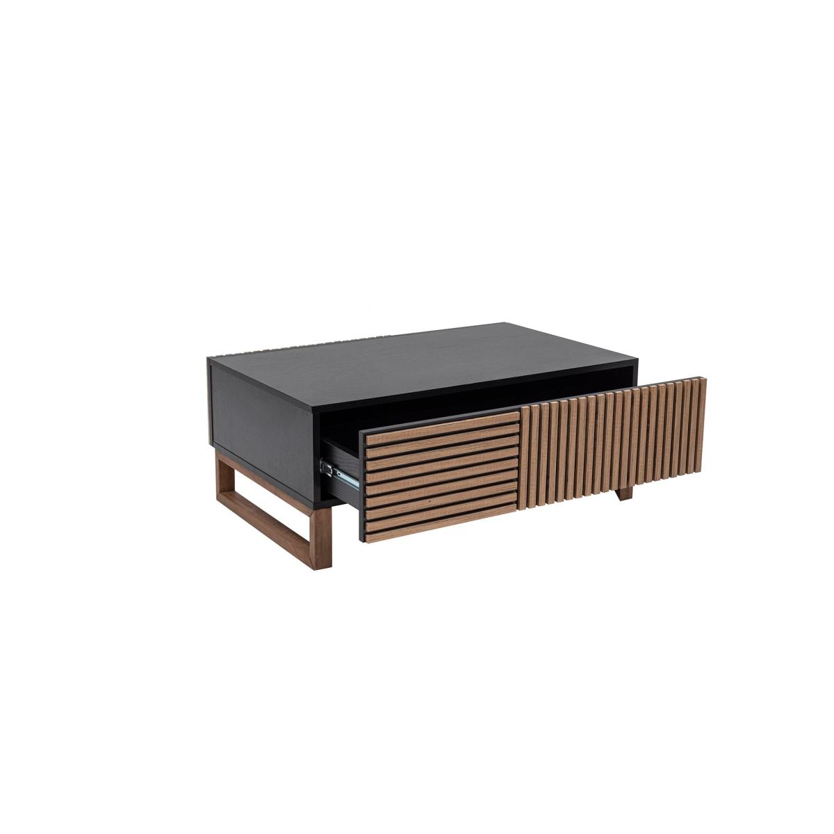 Latte Coffee Table With Drawer, Dark Wood & Black – image 3