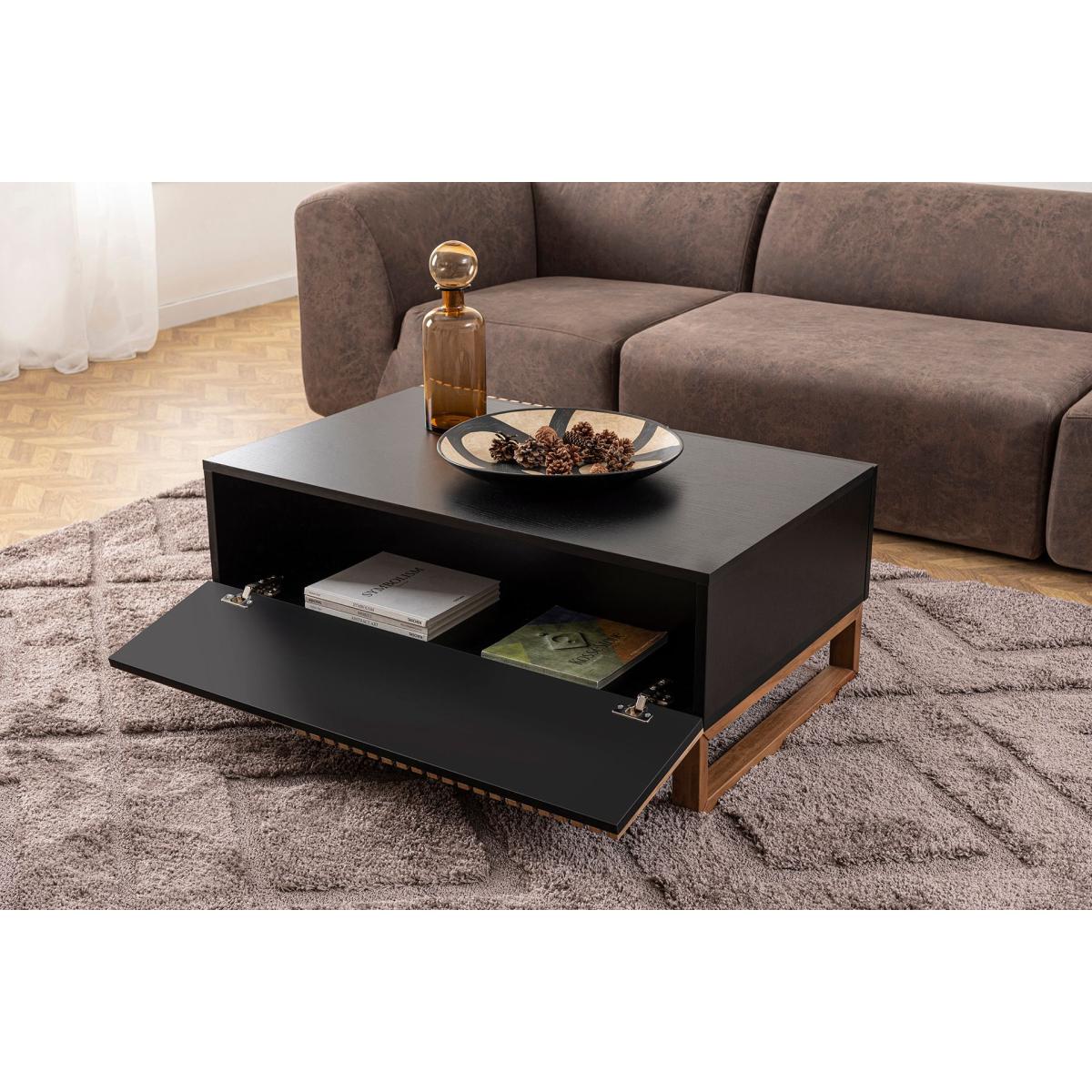 Latte Coffee Table With Drawer, Dark Wood & Black – image 9