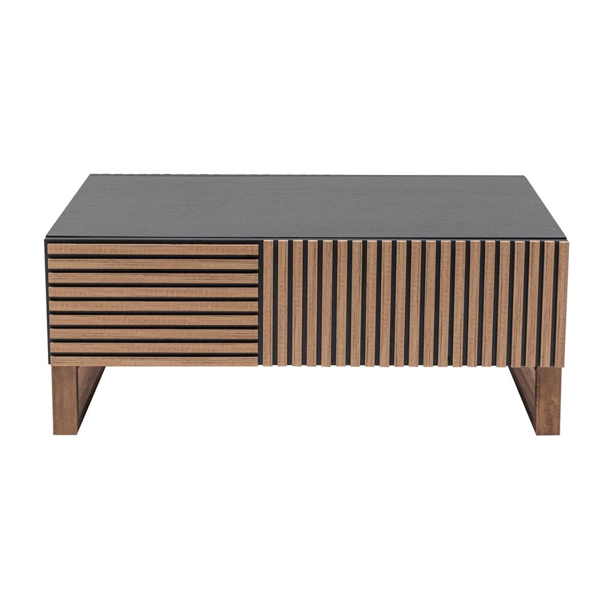 Latte Coffee Table With Drawer, Dark Wood & Black – image 1
